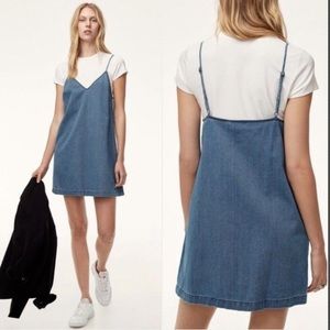 spaghetti strap denim dress outfit